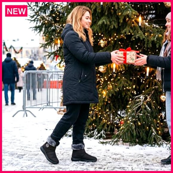 Women's Waterproof Snow Boots Fur Lined Slip On Winter Outdoor - Picture 3 of 8